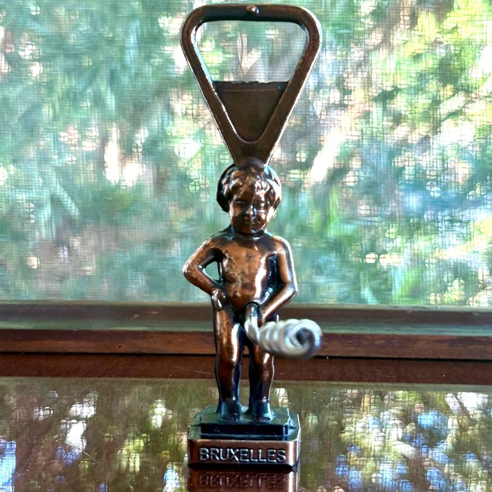 Vintage 1970s Copper Figural Corkscrew Bottle Opener Bruxelles